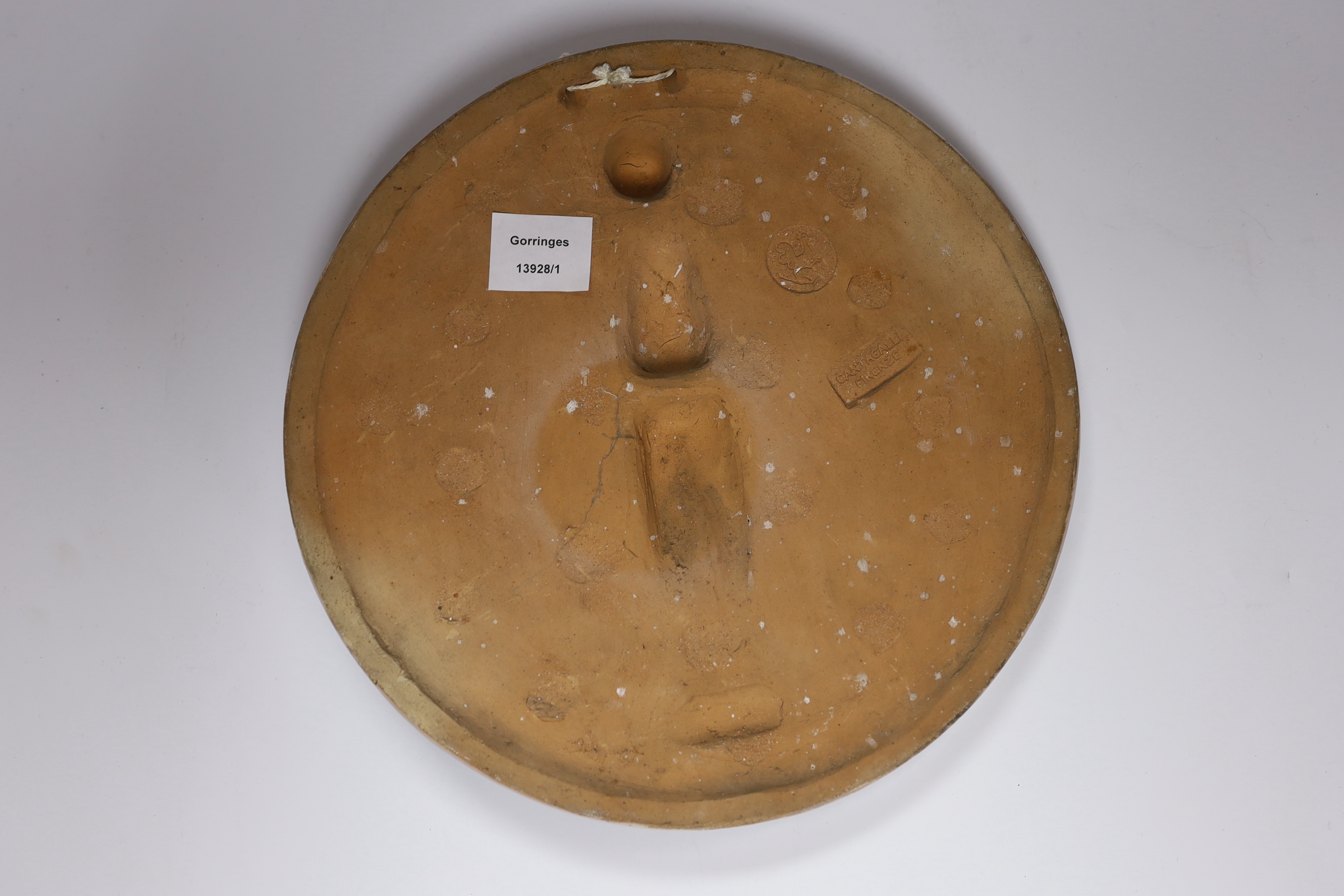 A 20th century Cantagalli Firenze circular wall plaque in Della Robbia style, 32cm